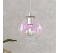 Eglo Lampada a sospensione Ariscani 2, a 1 luce, per tavolo da pranzo, lampadario iridescente, in metallo cromato e vetro, E27, Ø 20 cm