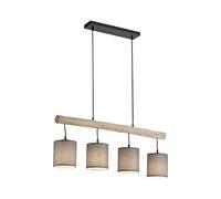 Lampada a Sospensione Fascio Legno Metallo Tessuto B: 82,5 CM 4x E27