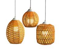 Lampada a sospensione fatta a mano imitazione corda di canapa Lampada a sospensione retrò semplice paralume in corda di canapa Lampadario per camera da letto, soggiorno