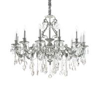 Lampadario Classico Gioconda Metallo-Cristallo Argento 12 Luci E14