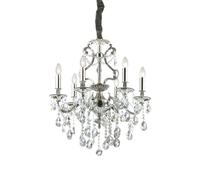 Lampadario Classico Gioconda Metallo-Cristallo Argento 6 Luci E14