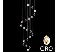 Lampada a sospensione GOLDEN EGG, 20 vetri oro, LED 96W, 5570LM 3000K, diam.80 H400 cm, Dimmerabile