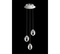 Lampada a sospensione GOLDEN EGG 3 luci, cromo, LED 14,4W, 800LM 3000K, dia.25xh120cm dmmerabile
