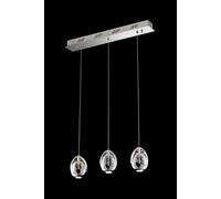 Lampada a sospensione GOLDEN EGG 3 luci, cromo, LED 14,4W, 800LM 3000K,rettangolare l. 55xh120cm dmmerabile