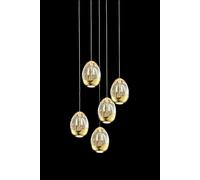 Lampada a sospensione GOLDEN EGG 5 vetri, oro, LED 24W, 1440LM 3000K, dia.30xh150cm