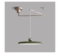 Lampada A Sospensione Grande Con Braccio Oscillante Lampada Da Soffitto Moderna A LED Dimmerabile Rotonda 15,7 Pollici Lampada A Sospensione Lunga 37W Lampada Da Cucina Regolabile(Green+chrome)
