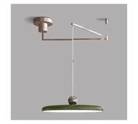 Lampada A Sospensione Grande Con Braccio Oscillante Lampada Da Soffitto Moderna A LED Dimmerabile Rotonda 15,7 Pollici Lampada A Sospensione Lunga 37W Lampada Da Cucina Regolabile(Green+chrome)