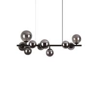 Lampada a sospensione IDEAL LUX Perlage, lunghezza 81 cm, nero/fumo, a 10 luci IDEAL LUX
