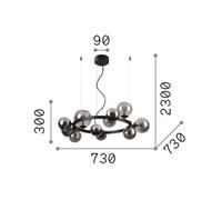 Lampada a sospensione IDEAL LUX Perlage, ottone/ambra, 11 bracci, Ø 73 cm IDEAL LUX