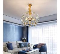 Lampada a Sospensione, Illuminazione Moderna con lampadario in Cristallo Dorato Compatibile con Soggiorno, Sala da Pranzo, Cucina a LED, Isola, lampade a Sospensione(Dia70cm,Warm Light 3000K)