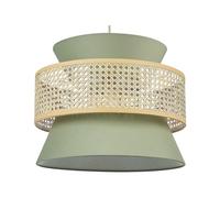 Beliani Lampada a sospensione illuminazione rattan naturale paralume verde
