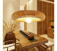 Lampada a sospensione in bambù E27 Illuminazione retrò Lampada a sospensione naturale Lampadari vintage intrecciati a mano Sospensione regolabile in altezza Ristorante Sala da tè Decorazione Sala da