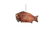 Lampada a sospensione in bambù in stile sud-est asiatico, paralume intrecciato a mano a forma di pesce di bambù, lampada da soffitto sospesa, decorazioni in cestini di rattan, lampada rustica giappone