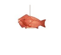 Lampada a sospensione in bambù in stile sud-est asiatico, paralume intrecciato a mano a forma di pesce di bambù, lampada da soffitto sospesa, decorazioni in cestini di rattan, lampada rustica giappone