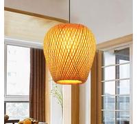 Lampada a sospensione in bambù intrecciata a mano Paralume a doppio strato Lampada da soffitto a lampadario a soffitto cava intrecciata in bambù per bar, caffè, sala da pranzo, hotel, stile 2