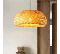 Lampada a sospensione in bambù intrecciata a mano Paralume a doppio strato Lampada da soffitto a lampadario a soffitto cava intrecciata in bambù per bar, caffè, sala da pranzo, hotel