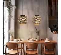 Lampada a Sospensione Luce Luci Soggiorno Bambù H 120cm 2er Set [EEK: Non valutato]
