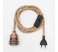 Lampada a sospensione in corda di canapa Kit vintage con spina interruttore Fai da te a testa singola Lampada a sospensione Cavo in corda Presa E27 Cavo in tessuto Decor Illuminazione per camera (B)