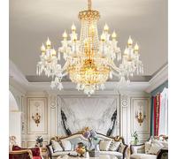 Lampada a sospensione in cristallo di lusso contemporaneo Soggiorno europeo Ristorante Camera da letto Villa Hotel Duplex Scala Negozio di abbigliamento Salone di bellezza Lampadario (A 15 lights)