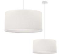 Lampada a sospensione in juta bianca, 1 paralume piatto bianco, 35 cm, attacco E