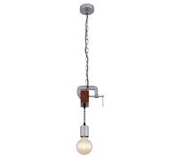 Lampada a sospensione in legno lampada da tavolo da pranzo cucina a sospensione retrò plafoniera vintage a sospensione 1 lampadina, morsetto a vite in metallo zincato, E27, LxH 14x120 cm