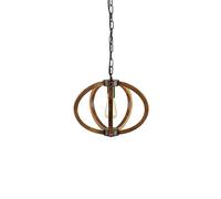 Lampada a sospensione in legno massello pastorale, lampadario del soffitto del soffitto del cerchio di ferro da fattoria intage, lampadina di decorazione retrò semplice retrò e27 lampada sospesa per