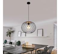 Lampada A Sospensione In Legno Per Tavolo Da Pranzo Gabbia Nera Marrone H 150 Cm [EEK: Non valutato]