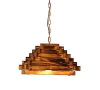 Lampada a Sospensione in Legno R Vine Industry, Lampada a Sospensione con Paralume in Legno a Testa Singola, Attacco Edison E27 per Bar, ristoranti, Negozi di Abbigliamento