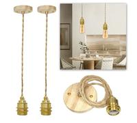 Lampada a sospensione in legno vintage, E27, lampada retrò con corda di canapa, con cavo da 120 cm, altezza regolabile, lampada a sospensione fai da te per tavolo da pranzo, cucina, soggiorno