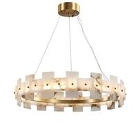 Lampada a sospensione in marmo di lusso, stile contemporaneo, apparecchio di design in rame, elegante illuminazione da interni da 80 cm per decorazioni di lusso per la casa