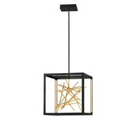 Lampada A Sospensione In Metallo B: 51 Cm Nero Oro Lampada Da Pranzo Soggiorno