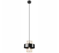 Lampada A Sospensione In Metallo E27 Nera Oro Ø 20 Cm Regolabile Moderna