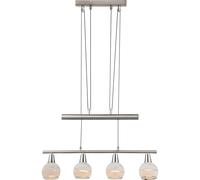 Lampada a sospensione in nichel e vetro Lampada a sospensione a LED a 4 fiamme lampada da tavolo da pranzo, 4x E14 LED 4x 400 lumen, LxLxH 60x10x160cm, soggiorno sala da pranzo