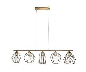 Lampada a sospensione in ottone, lampada a sospensione da cucina, lampada da sala da pranzo moderna, L:97 cm, 5 fiamme, lampada da sala da pranzo cucina a filo, lampada a sospensione da soffitto