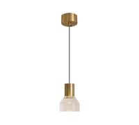 Lampada a sospensione in ottone, mini lampada a sospensione in rame con paralume in acrilico trasparente, lampade a sospensione decorative da comodino, lampadario a LED da 6 W - 4000 K, moderne e semp
