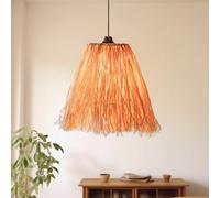 Lampada a Sospensione in Rafia Fatta a Mano in Stile Pastorale retrò, Creativa e Romantica, con Paralume in Nappa di Paglia, per Soggiorno, Ristorante, Bar