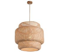 Lampada a sospensione in rattan da 11,8", intrecciata a mano, stile bohémien, ideale per camerette, camera da letto, isola cucina, illuminazione costiera, lampada da terra in vimini nero per sala da p