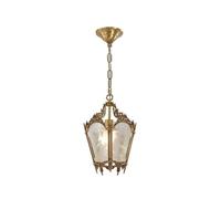 Lampada a sospensione in stile country francese, lanterna vintage in ottone con pannelli in vetro trasparente, elegante lampadario per sala da pranzo, camera da letto, ingresso, corridoio, illuminazio