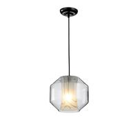 Lampada a sospensione in stile minimalista, grigio trasparente, con testata del letto, lampadario decorativo in vetro, design geometrico, adatto per ingresso, camera da letto, cucina, fattoria, isola,