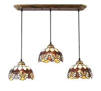 Lampada a Sospensione in Stile Tiffany, lampadario in Vetro colorato da 8 Pollici per Sala da Pranzo, Lampada a Sospensione Vintage ad Altezza Regolabile per l'arredamento dell'isola della c