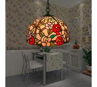 Lampada a sospensione in stile Tiffany per sala da pranzo Illuminazione a sospensione in vetro colorato da 12 pollici per Isola della cucina Corridoio Bar Luci del pendente Lampadario,220V, E27,C