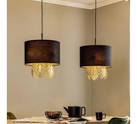 Lampada a sospensione in tessuto Lucande Malviras, decorazione a foglie a 2 LUCANDE