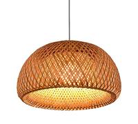 Lampada a Sospensione in Tessuto Vintage Lampada a Sospensione in Rattan di Bambù Naturale Fatta a Mano Retro Lampadario Lampada a Sospensione da Giardino E27 Lampade a Sospensione Regolabili in Altez