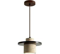 Lampada A Sospensione in Travertino Moderno in Stile Giapponese Wabi Sabi Lampada A Sospensione in Pietra Lampada A Sospensione in Legno Regolabile Lampada da Cucina A Isola Mini Cilindr, Dark