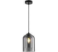 Lampada a sospensione in vetro a doppio cilindro Lampada da cucina ad isola moderna grigio fumo Lampada a sospensione industriale da fattoria Grande lampadario a soffitto in vetro ambrato per sala da