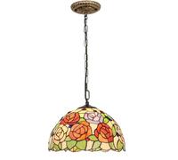 Lampada A Sospensione in Vetro Antico, Lampada A Sospensione in Vetro Colorato A Forma di Rosa da 11,8 Pollici, Applique da Soffitto in Stile Tiffany, per Sala da Pranzo Soggiorno