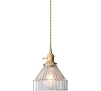 Lampada a Sospensione in Vetro d'ottone con Interruttore, Illuminazione a Sospensione in Stile Rustico retrò Americano, Piccola Lampada a Sospensione Rustica a V, lampadario da Pranzo