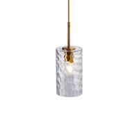 Lampada a sospensione in vetro, lampada a sospensione cilindrica, lampada da soffitto moderna e minimalista con paralume in vetro martellato e finitura oro, attacco E26, per isola cucina, sala da pran