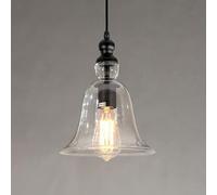Lampada a Sospensione in Vetro, Lampada a Sospensione con Paralume a Campana Trasparente, Lampada a Sospensione Industriale con Lampadina Edison, plafoniera in Stile Vintage per Isola Cucina, Sala da