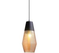 Lampada a sospensione in vetro nero a coste Lampada a sospensione industriale vintage Lampadario in vetro ambrato Lampada a sospensione a soffitto piccola turca per sala da pranzo Cucina ad isola